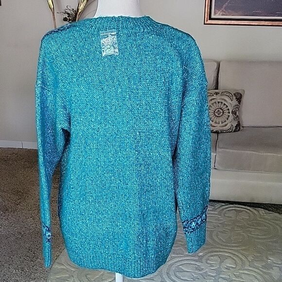 Coldwater Creek Blue Cardigan Sweater V-Neck Boucle Knit Size M - Picture 5 of 11